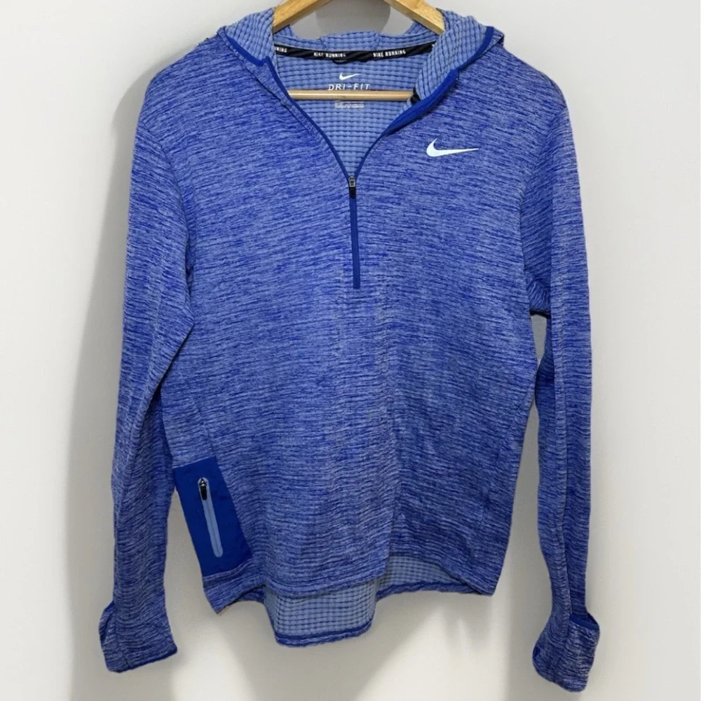Nike Running Hoodie Quarter-Zip Dry Fit Hand‎ Covers Blue Women’s Size Small